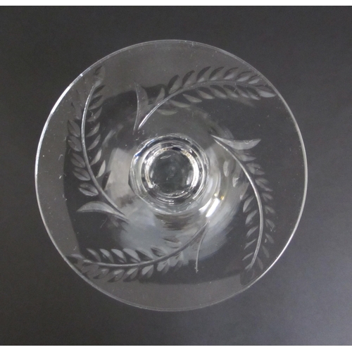 696 - A Bohemian cut lead crystal fruit bowl and eleven wine glasses