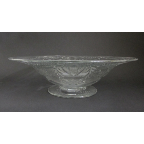 696 - A Bohemian cut lead crystal fruit bowl and eleven wine glasses