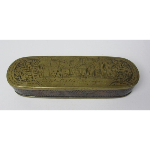 699 - A Dutch brass tobacco box