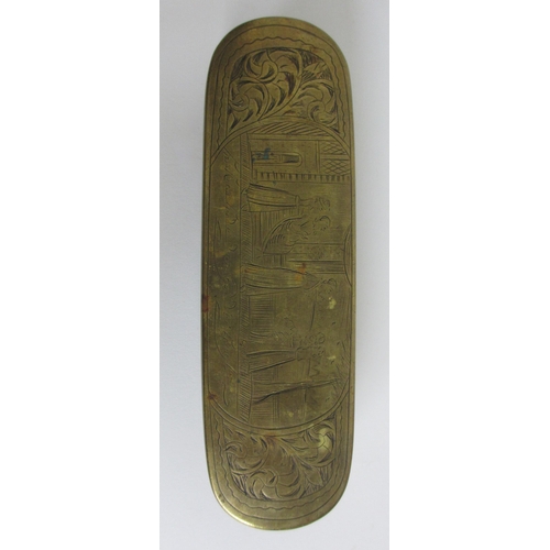 699 - A Dutch brass tobacco box