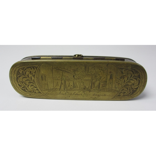 699 - A Dutch brass tobacco box