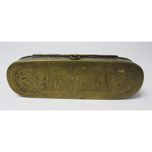 699 - A Dutch brass tobacco box