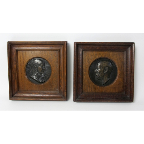 701 - A pair of bronze portrait roundels of a lady and gentleman in profile