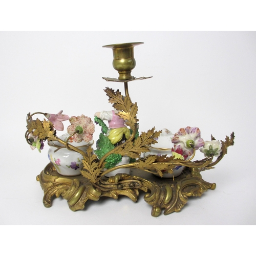 705 - A French porcelain and gilt metal mounted inkstand