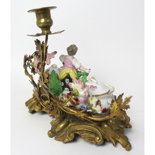 705 - A French porcelain and gilt metal mounted inkstand