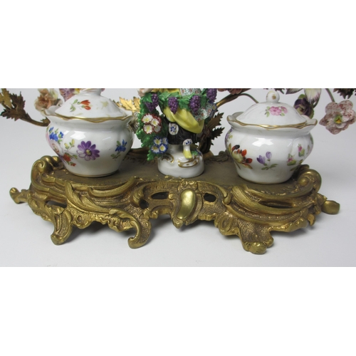 705 - A French porcelain and gilt metal mounted inkstand