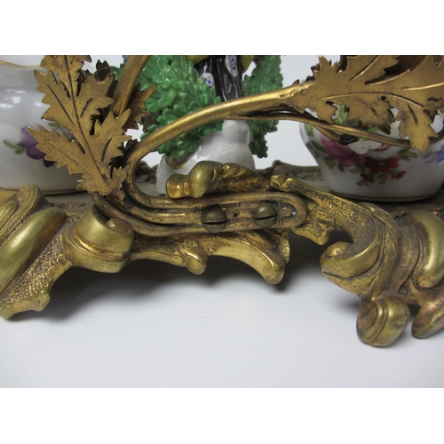 705 - A French porcelain and gilt metal mounted inkstand