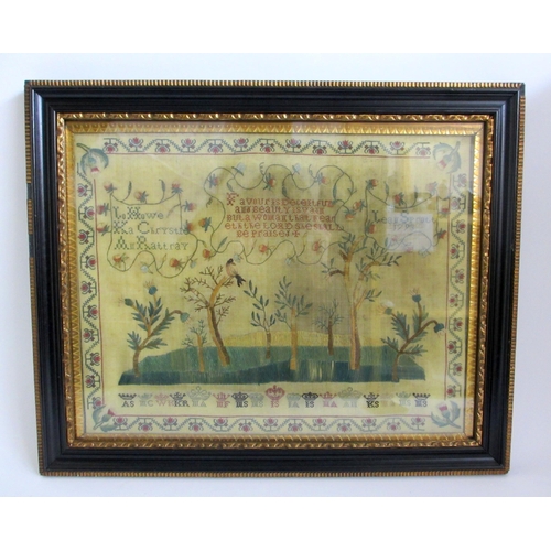 709 - A George III silk embroidered sampler by Jean Sprott  1793