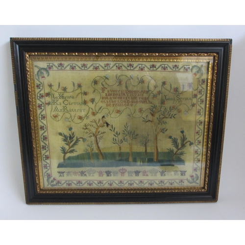 709 - A George III silk embroidered sampler by Jean Sprott  1793