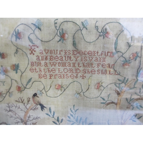 709 - A George III silk embroidered sampler by Jean Sprott  1793