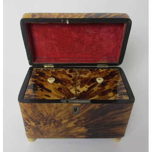 711 - A George III tortoiseshell domed tea caddy