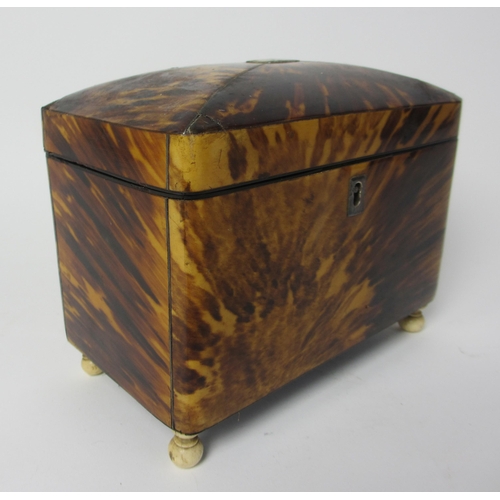 711 - A George III tortoiseshell domed tea caddy