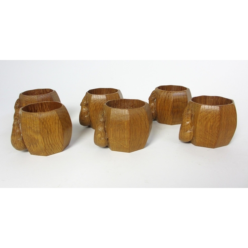 714 - A Robert Mouseman Thompson set of six napkin rings