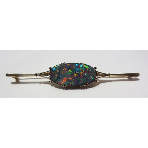 72A - An attractive opal bar brooch