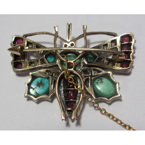 75 - A Victorian diamond and gem butterfly brooch