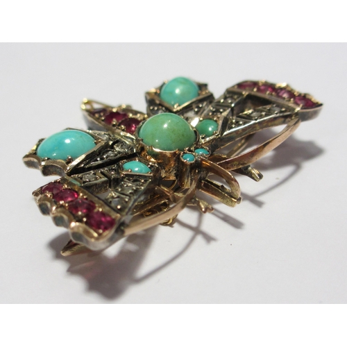 75 - A Victorian diamond and gem butterfly brooch