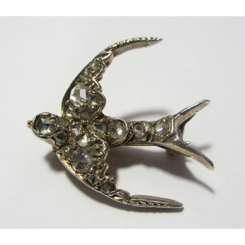 78 - A Victorian diamond swallow brooch