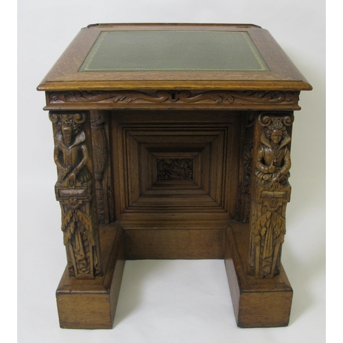 790 - A Victorian Gothic style oak Davenport desk