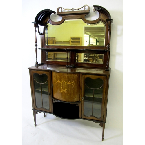 807 - An Edwardian mahogany inlaid drawing room cabinet