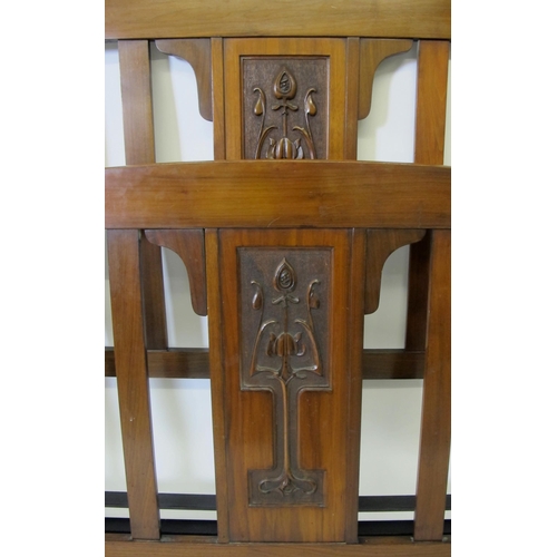 808 - A pair of Art Nouveau mahogany double bed ends