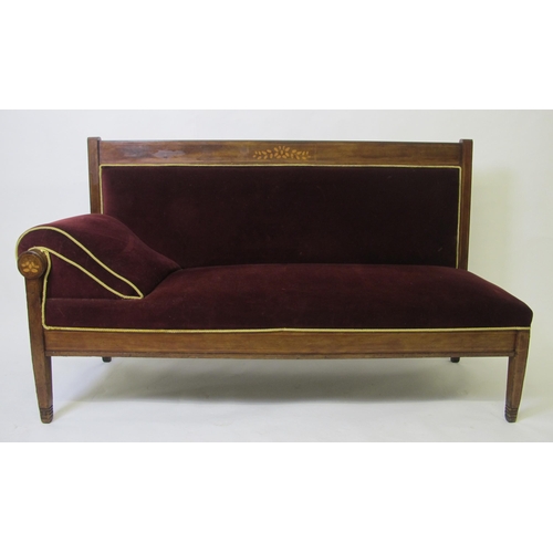 810 - A Continental mahogany chaise longue style hall settee