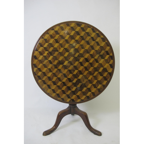 819 - A late Georgian parquetry inlaid tripod table