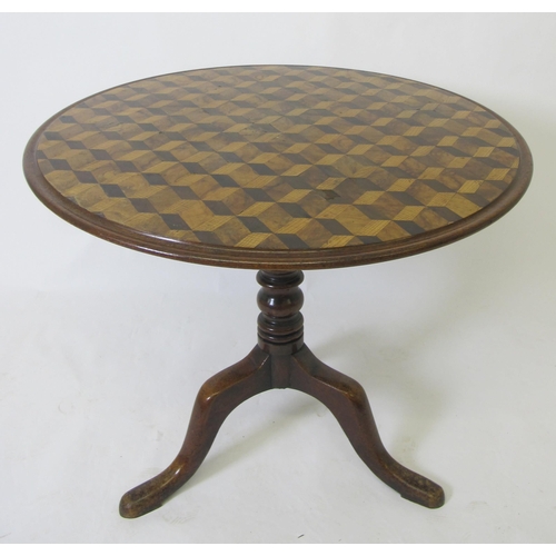 819 - A late Georgian parquetry inlaid tripod table