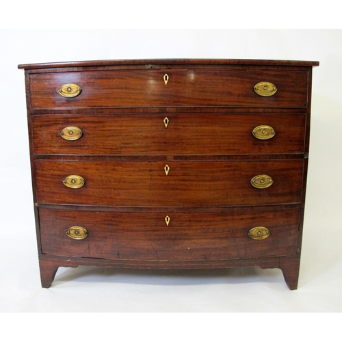 834 - A George III mahogany bow front chest of drawers