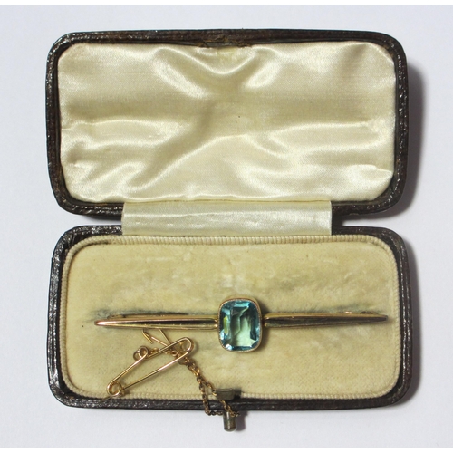 86 - Two 9ct gold topaz bar brooches