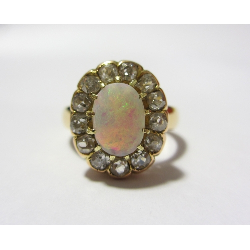 87 - A Victorian opal and diamond ring