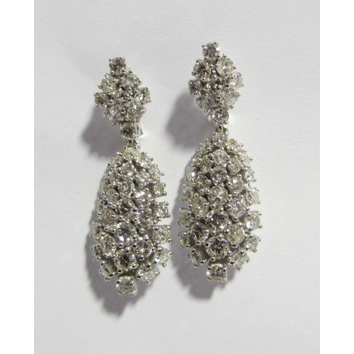 98A - A pair of diamond pendant earrings