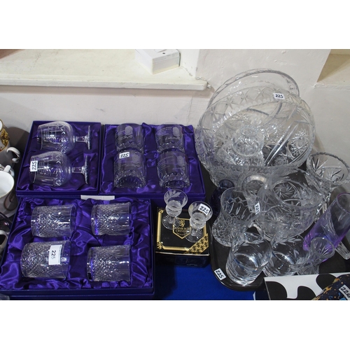 225 - A collection of cut glass and crystal including Edinburgh Burns themed tumblers and brandy balloons,... 