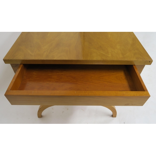 120 - A 20th century Spanish Villa Garnelo Internatcional Biedermeier style table with single drawer to ei... 