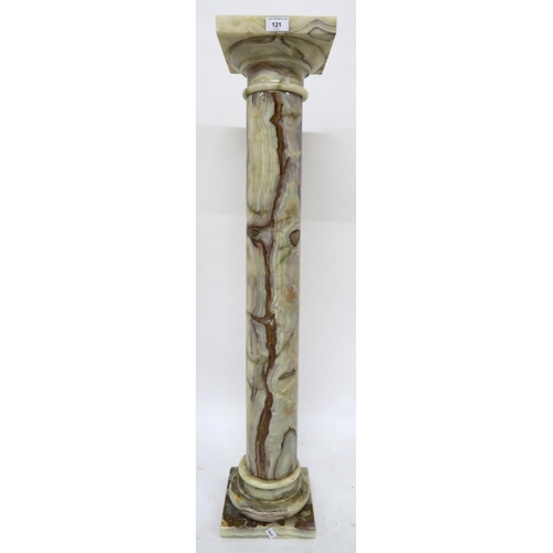 121 - A 20th century marble column pedestal, 101cm high x 21cm wide x 21cm deep