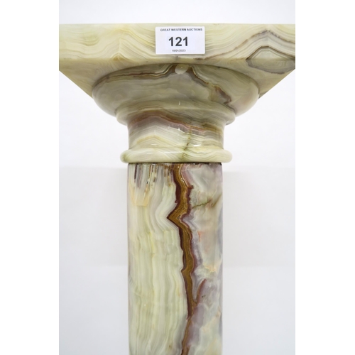 121 - A 20th century marble column pedestal, 101cm high x 21cm wide x 21cm deep