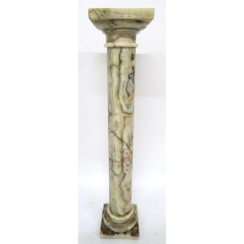 121 - A 20th century marble column pedestal, 101cm high x 21cm wide x 21cm deep