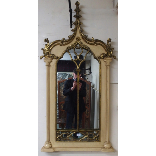 2 - A 20th century cream and gilt framed hall mirror, similar lamp table with cream and gilt base and a ... 