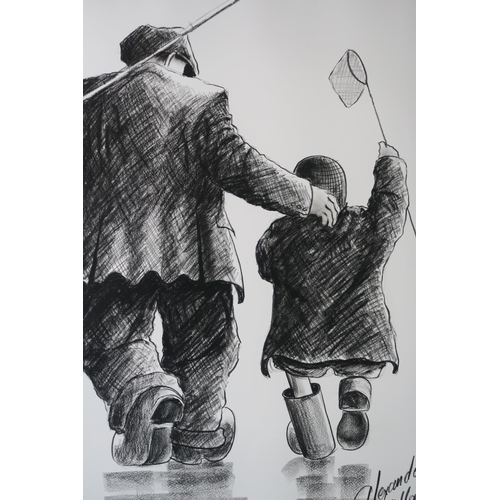 2928 - ALEXANDER MILLAR (SCOTTISH b.1960)DOWN TO THE LAKE Charcoal on paper, signed lower right, 75 x 56cm ... 