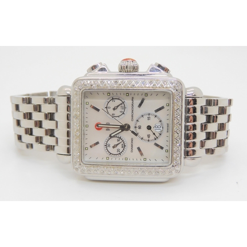 750 - An mw deco ladies diamond chronograph, this watch is made by MaestroWorks Studio, the watch has a mo... 