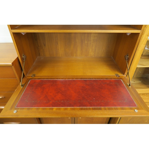 84 - A 20th century teak McIntosh secretaire bookcase with pair of cabinet doors over fall front writing ... 