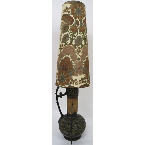 90 - A mid 20th century ceramic west German lamp with original shade, 137cm high