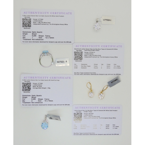 729 - A collection of Glen Lehrer jewellery to include a 9ct white gold seven star cut blue topaz and diam... 