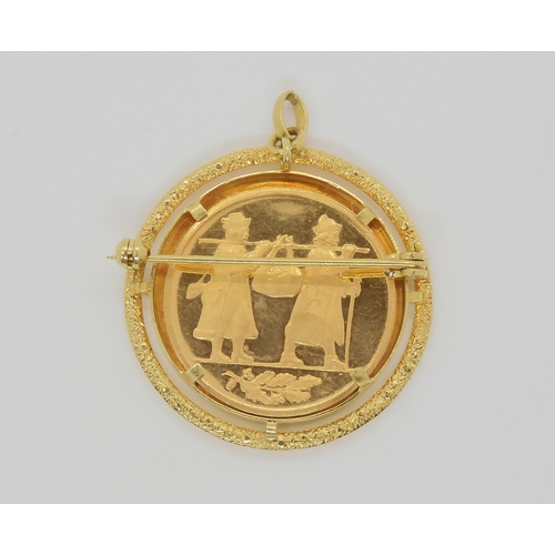 747 - A St. Hubertus fine gold coin (stamped 900 to the edge) weight on its own 14gms, diameter 2.5cms, in... 