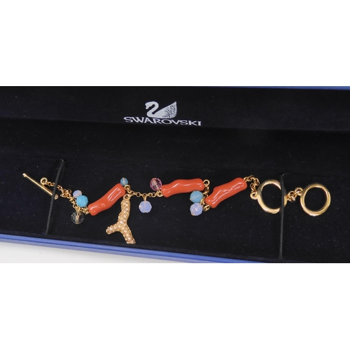 757 - A Swarovski coral themed necklace and bracelet set, with enamelled and gem set coral elements