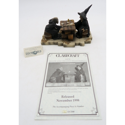 489 - A Terry Pratchett Discworld Death and Granny Weatherwax Limited edition figure, complete with accomp... 