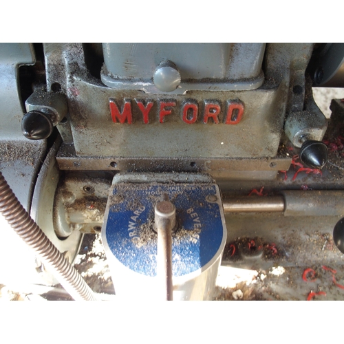 113 - A Myford model ML7 engineers lathe and work table