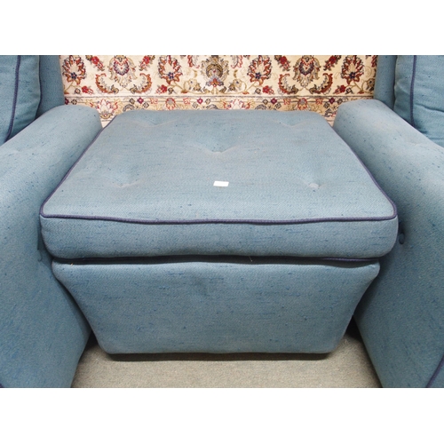 145 - A pair of mid 20th century blue upholstered armchairs, 69cm high x 80cm wide x 73cm deep and an acco... 