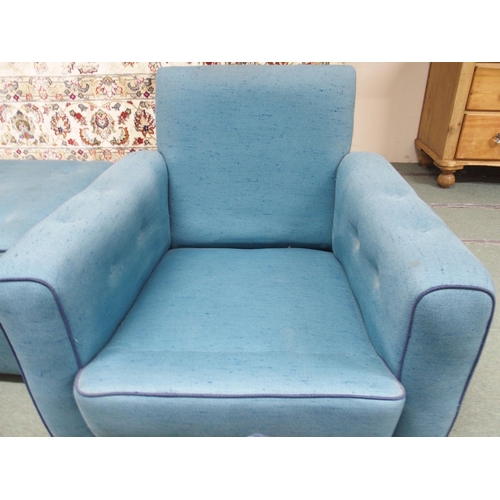 145 - A pair of mid 20th century blue upholstered armchairs, 69cm high x 80cm wide x 73cm deep and an acco... 