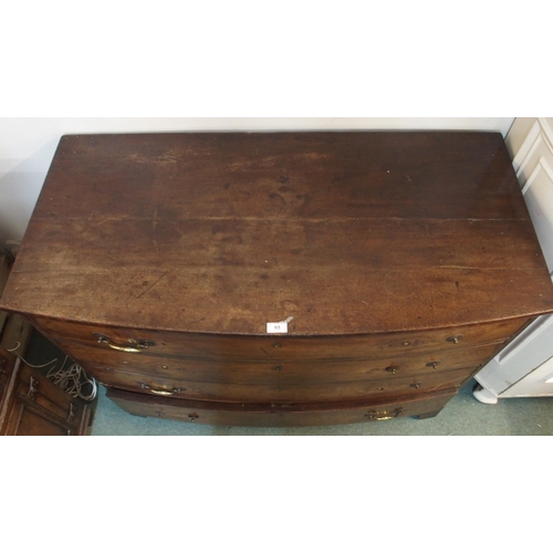 65 - A Victorian mahogany bow fronted chest of four drawers on bracket feet, 91cm high x 115cm wide x 57c... 