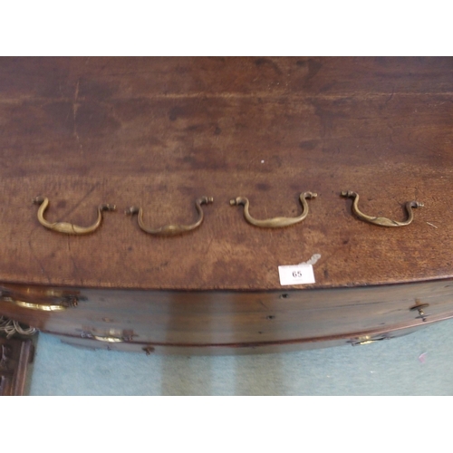 65 - A Victorian mahogany bow fronted chest of four drawers on bracket feet, 91cm high x 115cm wide x 57c... 